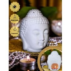 Аромалампа керамическая Будда, 14х9х9 см, Белая, Home Place