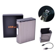 Портсигар на 20 сигарет и USB Зажигалка (Подарочный) Shell Dark фото