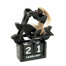 Настольный Календарь Мотоцикл с Папуасом, 20х17х8 см Деревянный