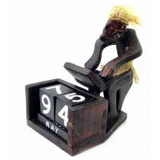 Настольный Календарь Программист IT Папуас, 18х17х11 см Деревянный