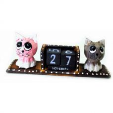 Настольный Календарь Коты Два, 19х7х4см Деревянный