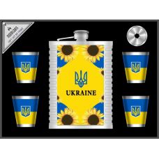 Набор Подарочный Фляга 265 Мл и 4 Стопки Украина Подсолнух