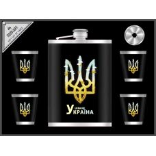 Набор Подарочный Фляга 265 Мл и 4 Стопки Украина Герб