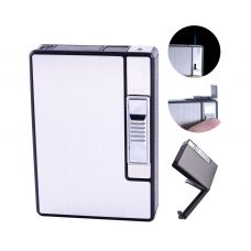 Портсигар на 10 сигарет и Зажигалка (Подарочный) Flat Silver