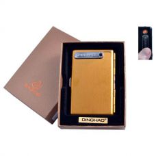 Портсигар на 10 сигарет и Зажигалка USB, Золотая