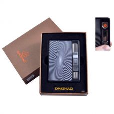 Портсигар на 10 сигарет (Выброс) и Зажигалка USB, Abstract Twink