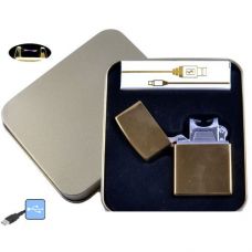 Электроимпульсная зажигалка в металлической упаковке JIN LUN (USB) Reed