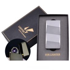 Электроимпульсная зажигалка в подарочной упаковке Lighter (Двойная молния, USB) Anti
