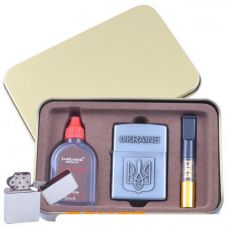 Зажигалка бензиновая в подарочной коробке (Баллончик бензина/Мундштук) Герб Украины, Type B