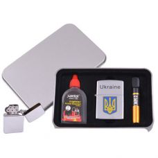 Зажигалка бензиновая в подарочной коробке (Баллончик бензина/Мундштук) Герб Украины 6