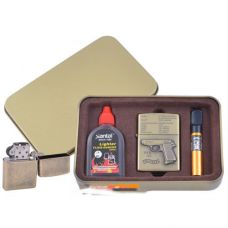 Зажигалка бензиновая в подарочной коробке (Баллончик бензина/Мундштук) Пистолет PPK 6