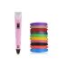 3D Ручка с LCD Дисплеем, 39 Метров, 6 Цветов Пластика, Разноцветный набор, Pink