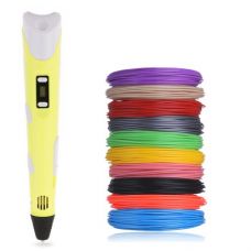 3D Ручка с LCD Дисплеем, 129 Метров, 15 Цветов Пластика, Разноцветный набор, Yellow