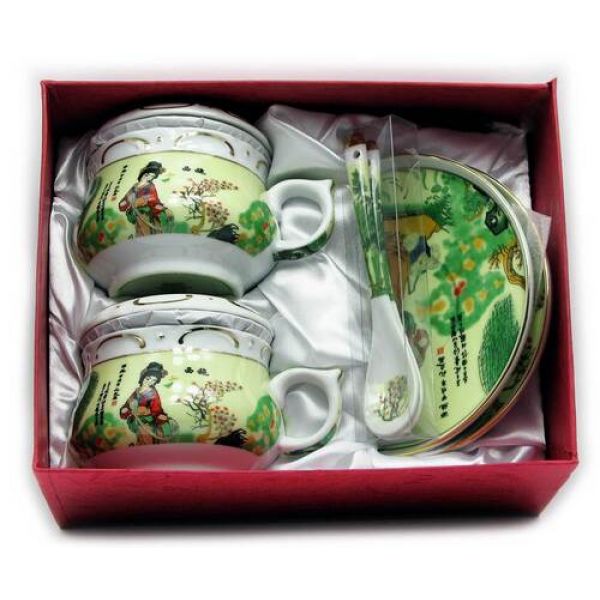 Сервиз круглый фарфор (110 мл)(6SCS102) 6 чашек+ 6 блюдец "Сакура" (h-5,5см, d-5см,d блюдца 11 см)