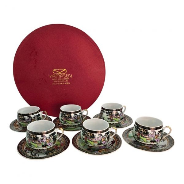 Сервиз круглый фарфор (110 мл)(6SCS102) 6 чашек+ 6 блюдец "Сакура" (h-5,5см, d-5см,d блюдца 11 см)