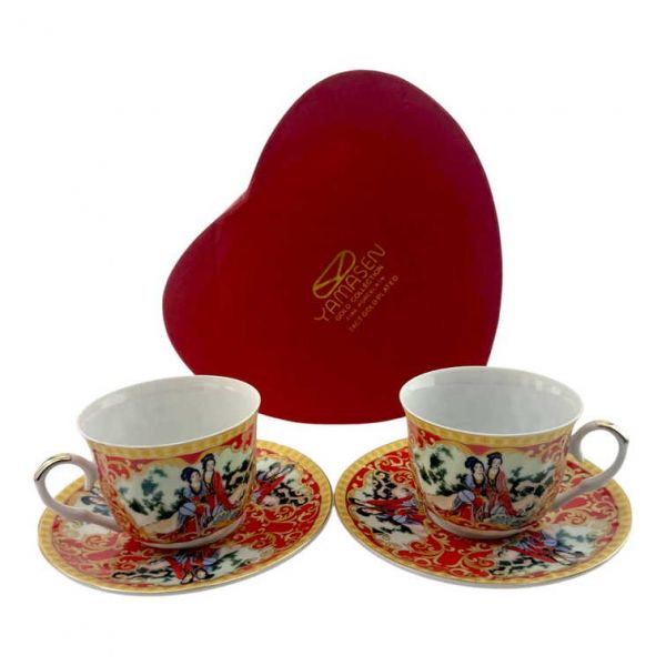 Сервиз круглый фарфор (110 мл)(6SCS102) 6 чашек+ 6 блюдец "Сакура" (h-5,5см, d-5см,d блюдца 11 см)