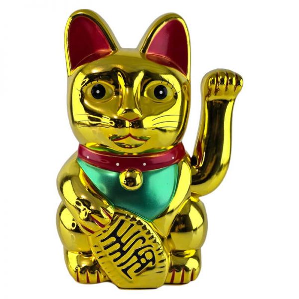 Кошка Манэки нэко машущая лапой Золотая Лапка пластик 25,5х18х14 см Статуэтка