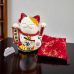 Кот Манэки Нэко керамический, статуэтка на удачу с подушечкой, 23,5 см, (питание от сети или батареек)
