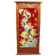 Панно красное "9 Рыб" (80х30 см )