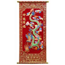 Панно красное "Дракон" (80х30 см)
