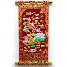 Панно красное "Рыбы пара" (40х20 см)