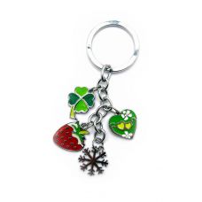 Брелок (E) "Клевер, клубника, снежинка, сердечко"