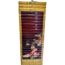 Панно бамбуковое "Девушка с попугаем" (24х65 см)