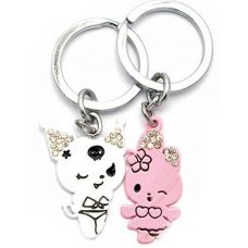 Брелоки для влюбленных (Q) "Парочка" бело-розовые