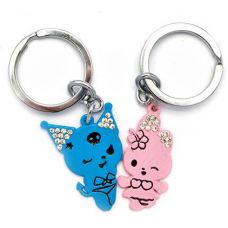 Брелоки для влюбленных (Q) "Киси" голубой-розовый