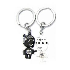 Брелоки для влюбленных (Q) "Мальчик и девочка" черно-белые
