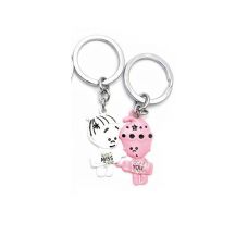 Брелоки для влюбленных (Q) "Мальчик и девочка" бело-розовые