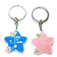 Брелоки для влюбленных (Q) "Звездочки" сине-розовые