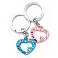 Брелоки для влюбленных (Q) "Сердечки" розово-голубые