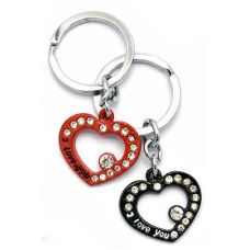 Брелоки для влюбленных (Q) "Сердечки" черно-красные Type C