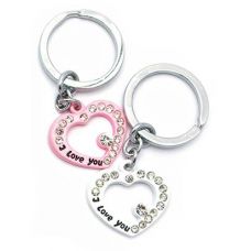 Брелоки для влюбленных (Q) "Сердечки" бело-розовые Type A
