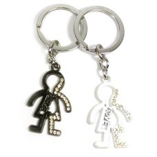 Брелоки для влюбленных (Q) "Мальчик и девочка" черно-белые Type A