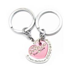 Брелоки для влюбленных (Q) "Сердечки" бело-розовые Type B