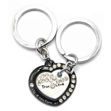 Брелоки для влюбленных (Q) "Сердечки" черно-белые Type A