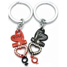 Брелоки для влюбленных (Q) "Сердечки" красный-черный