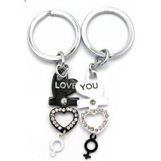 Брелоки для влюбленных (Q) "Сердечки" черный-белый