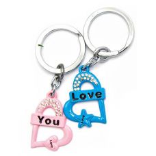 Брелоки для влюбленных (Q) "Сердечки" сине-розовые Type A