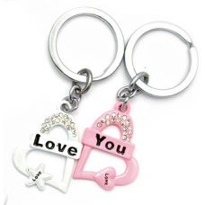 Брелоки для влюбленных (Q) "Сердечки" бело-розовые Type C