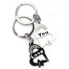 Брелоки для влюбленных (Q) "Сердечки" черно-белые Type C