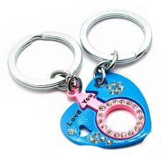 Брелоки  для влюбленных (Q) "Сердца" (469) сине-розовый