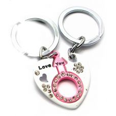 Брелоки для влюбленных (Q) "Сердца" (469) бело-розовый