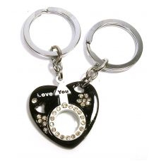 Брелоки  для влюбленных (Q) "Сердца" (469) бело-черные