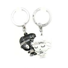 Брелоки  для влюбленных (Q) "Мальчик с девочкой" черно-белые