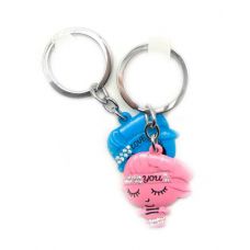 Брелоки  для влюбленных (Q) "Мальчик с девочкой" сине-розовые