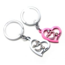 Брелоки  для влюбленных (Q) "Сердечки" бело-розовые