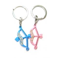 Брелоки  для влюбленных (Q) "Лук со стрелами" сине-розовые